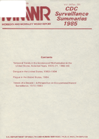 Morbidity and Mortality Weekly Report MMWR CDC Surveillance Summaries August 1 1985  Vol 34  No 2S