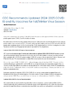 CDC Recommends Updated 20242025 COVID19 and Flu Vaccines for FallWinter Virus Season