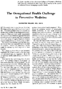 The occupational health challenge to preventive medicine