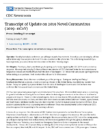 Transcript of update on 2019 novel coronavirus response press briefing transcript Tuesday January 21 2020