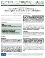 Impact of Geography and Rurality on Preconception Health Status in the United States