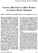 Coronary risk factors of male workers on a Kauai Hawaii plantation