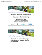 National Conversation on Public Health and Chemical Exposures Purpose Process and Progress Leadership Council Meeting December 11 2009 Meeting Summary Appendix A for Leadership Council Discussion 121109