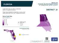 FL Congressional District 21 Stroke and Federally Qualified Health Centers Map 118th Congress