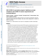 CDC COVID19 Vaccination Program Healthcare Provider Compliance with COVID19 Vaccine Requirements and Recommendations