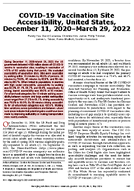 COVID19 Vaccination Site Accessibility United States December 11 2020March 29 2022