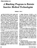 Observations On A Matching Program To Retrain Inactive Medical Technologists