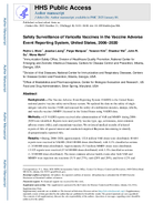 Safety Surveillance of Varicella Vaccines in the Vaccine Adverse Event Reporting System United States 20062020
