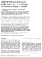 SWORD 99 Surveillance of WorkRelated and Occupational Respiratory Disease in the UK