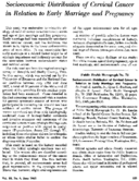 Socioeconomic distribution of cervical cancer in relation to early marriage and pregnancy