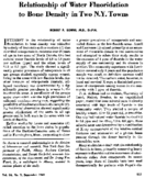 Relationship Of Water Fluoridation To Bone Density In Two Ny Towns