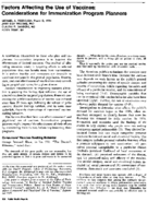 Factors Affecting The Use Of Vaccines Considerations For Immunization Program Planners