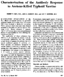 Characterization Of The Antibody Response To AcetoneKilled Typhoid Vaccine