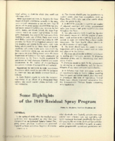 Some highlights of the 1949 residual spray programs