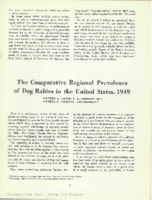 The comparative regional prevalence of dog rabies in the United States 1949