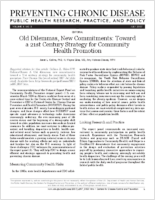 Old Dilemmas New Commitments Toward a 21st Century Strategy for Community Health Promotion
