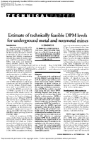 Estimate of Technically Feasible DPM Levels for Underground Metal and Nonmetal Mines