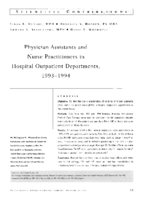 Physician assistants and nurse practitioners in hospital outpatient departments 19931994