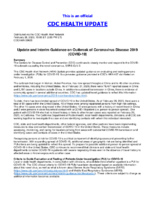 Update and interim guidance on outbreak of coronavirus disease 2019 COVID19