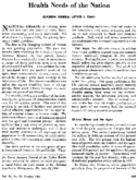 Health needs of the nation