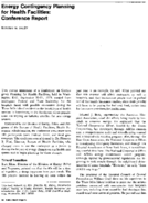 Energy Contingency Planning For Health Facilities Conference Report