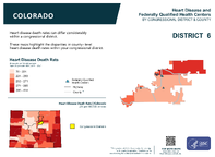 CO Congressional District 06 Heart Disease and Federally Qualified Health Centers Map 118th Congress