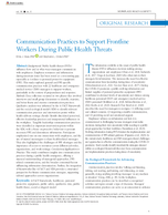 Communication Practices to Support Frontline Workers During Public Health Threats