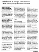 Sex Differences in Principal Farm Operators Tractor Driving Safety Beliefs and Behaviors