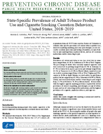 StateSpecific Prevalence of Adult Tobacco Product Use and Cigarette Smoking Cessation Behaviors United States 20182019