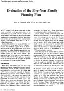 Evaluation Of The FiveYear Family Planning Plan