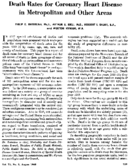 Death rates for coronary heart disease in metropolitan and other areas
