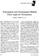 Neurological and psychological deficits from asphyxia neonatorum