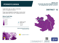 PA Congressional District 12 Stroke and Federally Qualified Health Centers Map 118th Congress