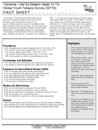 2003 Tanzania  Dar Es Salaam Ages 1315 Global Youth Tobacco Survey GYTS Fact Sheet