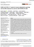 SARSCoV2 B117 Variant of Concern Detected in a Pet Dog and Cat After Exposure to a Person with COVID19 USA