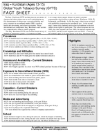 2006 Iraq  Kurdistan Ages 1315 Global Youth Tobacco Survey GYTS Fact Sheet