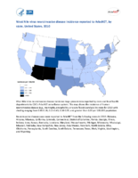 West Nile virus neuroinvasive disease incidence reported to ArboNET by state United States 2010