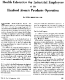 Health education for industrial employees at the Hanford Atomic Products Operation
