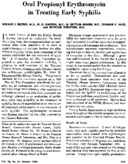 Oral propionyl erythromycin in treating early syphilis