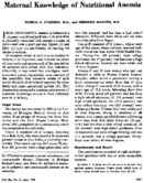 Maternal Knowledge Of Nutritional Anemia