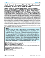 Single Endemic Genotype of Measles Virus Continuously Circulating in China for at Least 16 Years