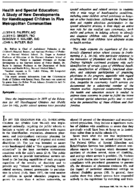 Health And Special Education A Study Of New Developments For Handicapped Children In Five Metropolitan Communities