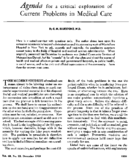 Agenda for a critical exploration of current problems in medical care