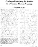 Cytological screening for cancer in a venereal disease program