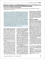 Variability in Airborne and Biological Measures of Exposure to Mercury in the Chloralkali Industry Implications for Epidemiologic Studies