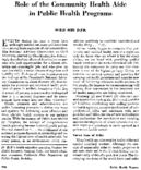 Role of the community health aide in public health programs