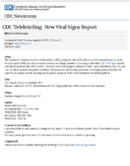 CDC media telebriefing  new Vital signs report  Embargoed Until Tuesday August 4 2020 100 pm ET