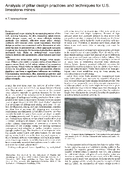 Analysis of Pillar Design Practices and Techniques for US Limestone Mines