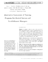 Qualitative assessment of training programs for alcohol servers and establishment managers