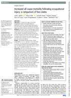 Increased AllCause Mortality Following Occupational Injury A Comparison of Two States